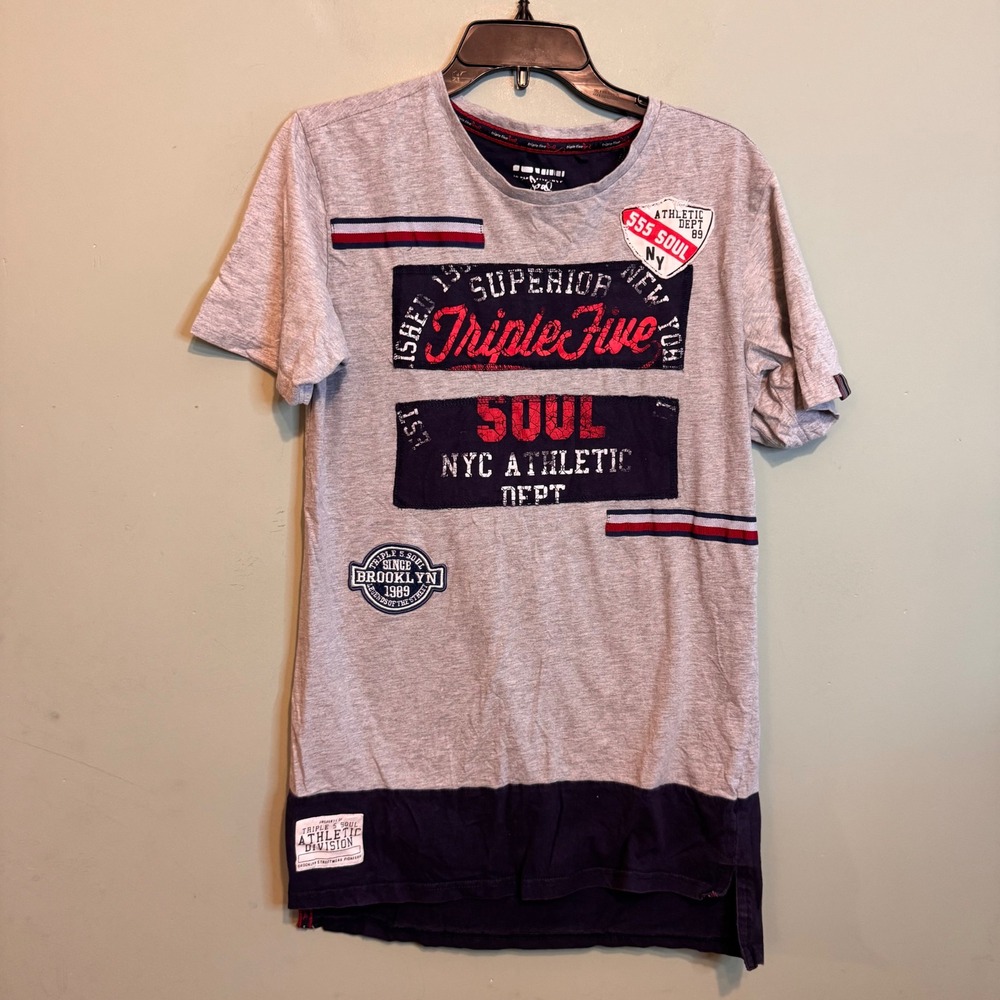 Triple Five Soul NYC Athletic Dept Graphic T-Shirt Grey Mens Small